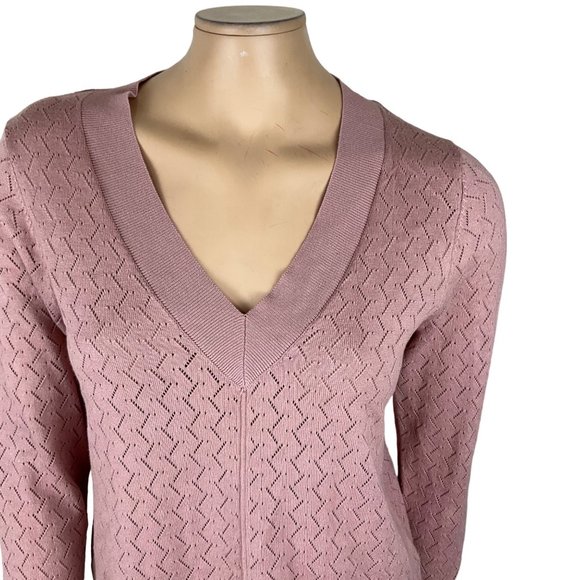 Cable & Gauge Pink Lightweight V Neck Sweater Women's Small - Picture 2 of 6